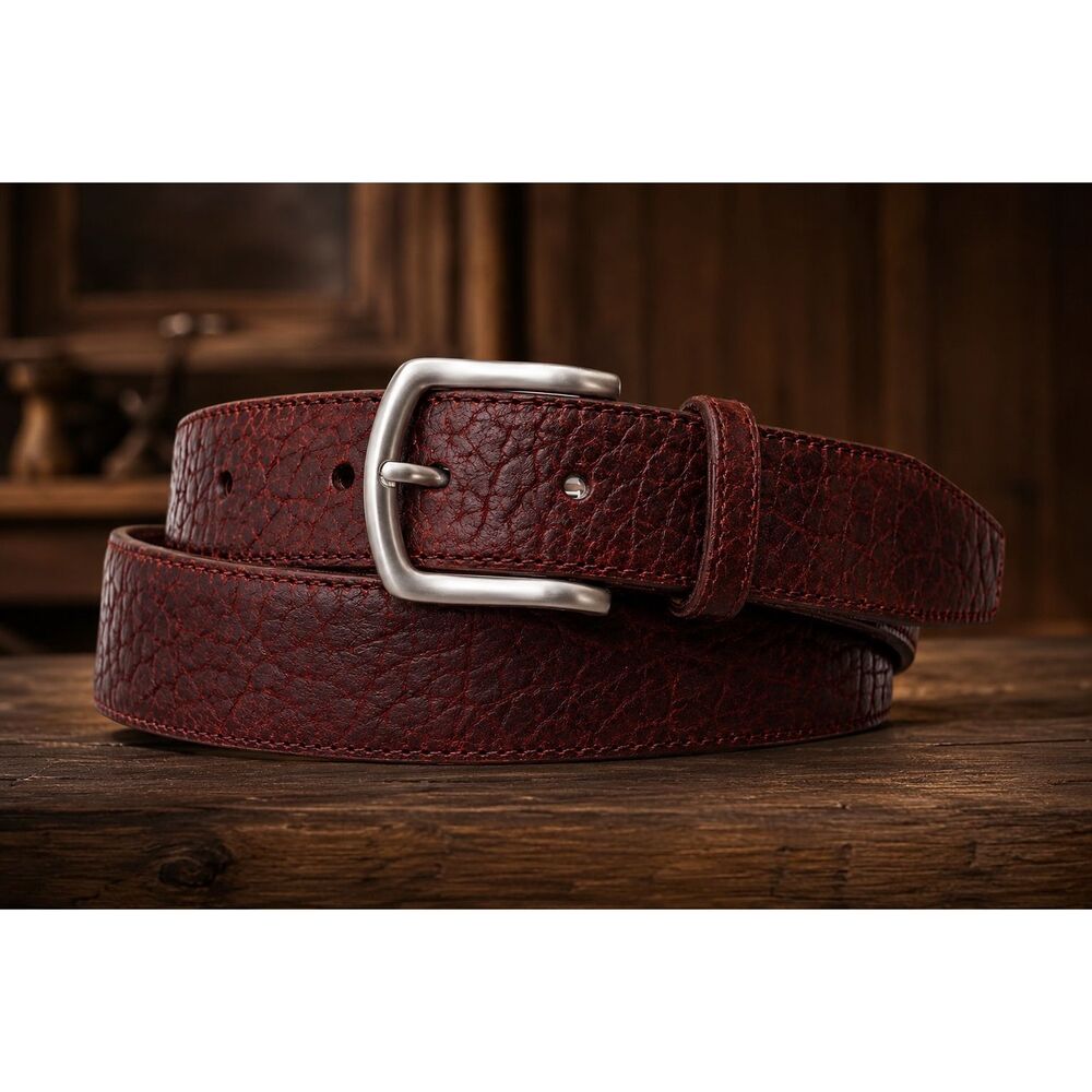 Nearly new W. Kleinberg Genuine bison Leather Belt Brown Western Luxury Made in